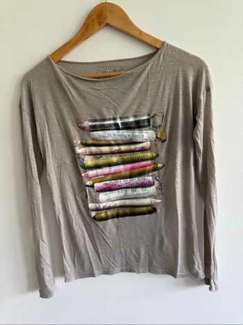 Blouse manches longue gris avec imprimé chipie taille 34 XS