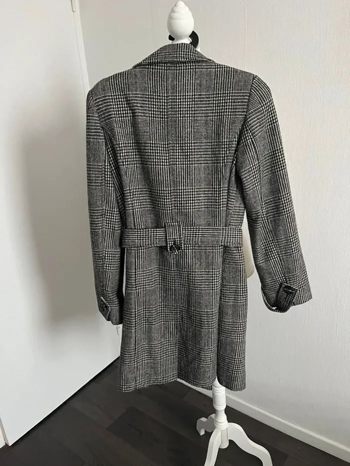 Manteau hiver pied de poule rayé noir et blanc - photo numéro 2
