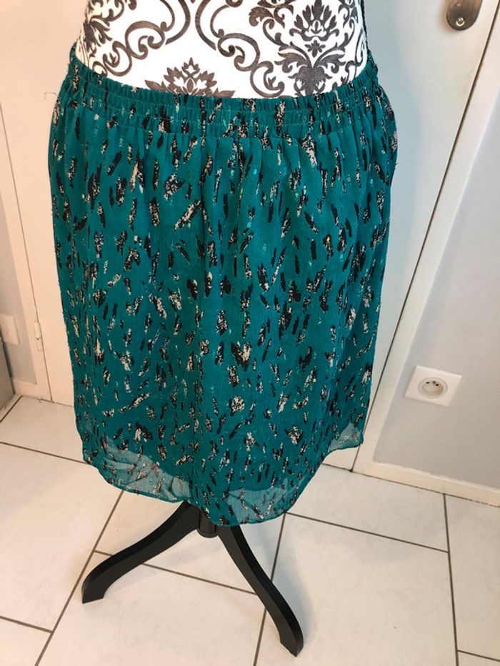 Sublime jupe Naf Naf verte et argentée taille 38 - photo numéro 3