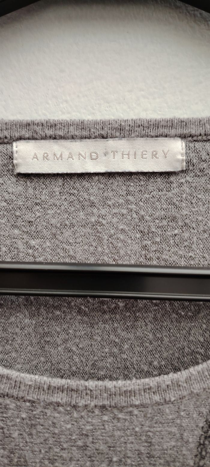 Pull gris Armand Thiery – Taille 3 – motif pois texturés - photo numéro 2