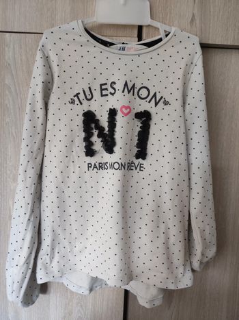 T shirt a pois blanc et noir  H&m 6 ans