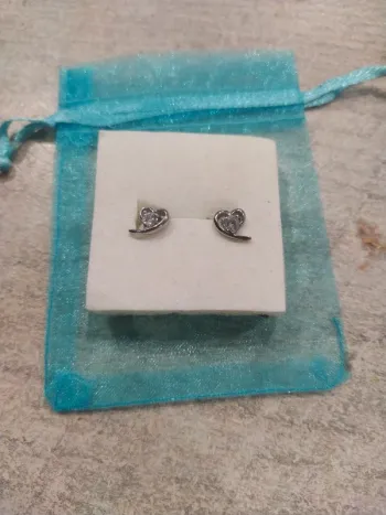 Boucle d'oreille coeur argenté