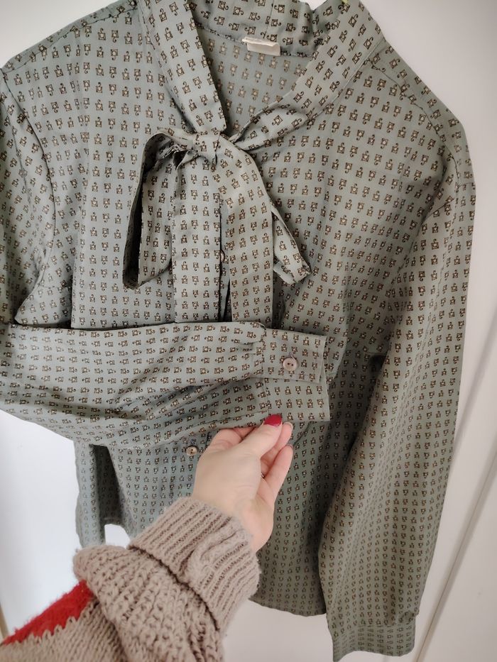 Chemisier vintage avec noeud au col taille 46 - photo numéro 4