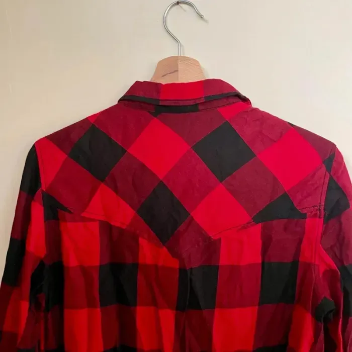 Chemise bûcheron à carreaux rouges et noirs Stradivarius L manches longues, 100% coton V V034 - photo numéro 8