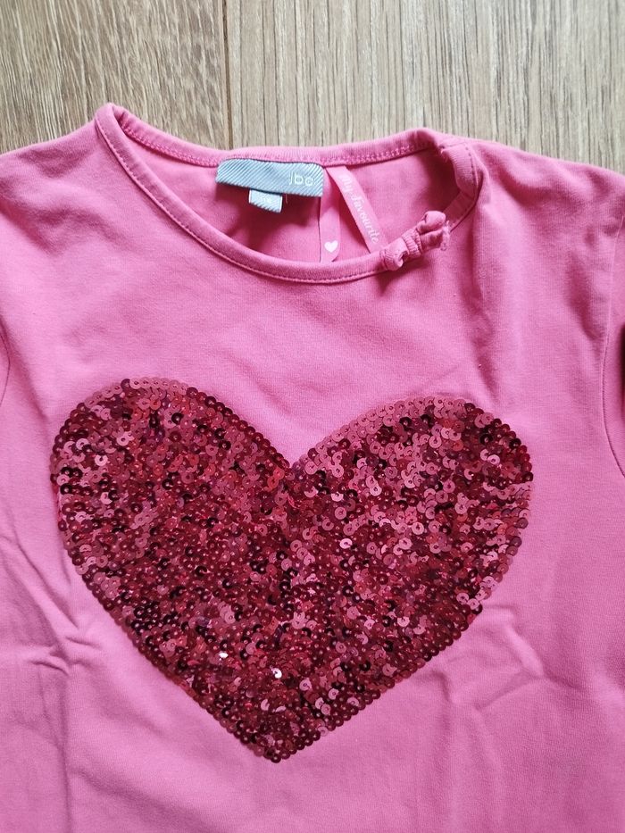 T-shirt manches longues rose avec cœur sequin Jbc - 6 ans - photo numéro 2