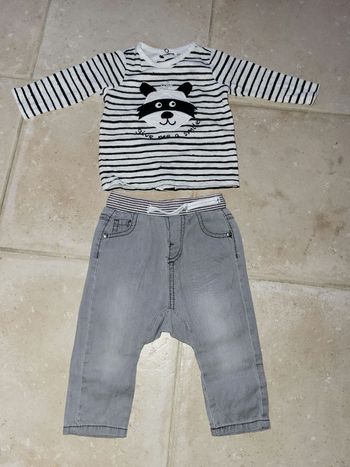 Ensemble haut et jean ours 6 mois