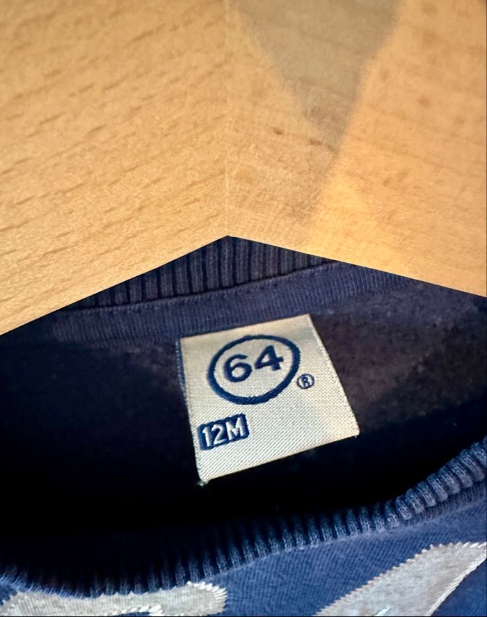 💜 Pull chaud bleu marine marqué 64 taille 12 mois 💜 - photo numéro 2