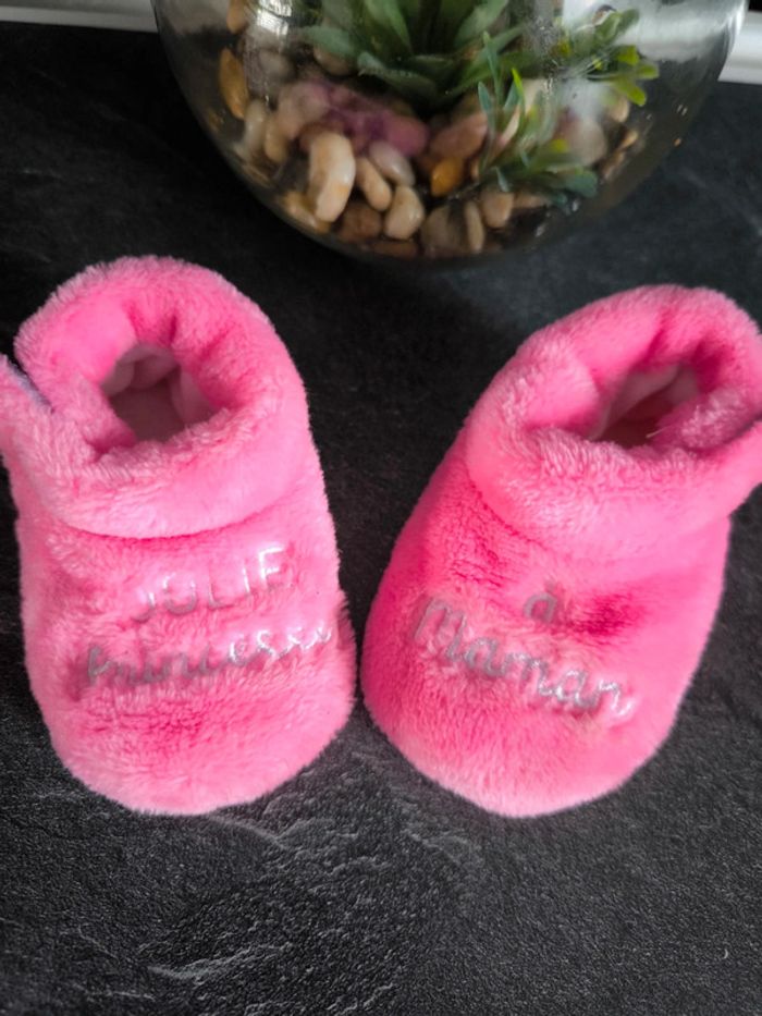 🌻 Jolis petits chaussons rose "Jolie princesse à maman" 🌻 - photo numéro 2