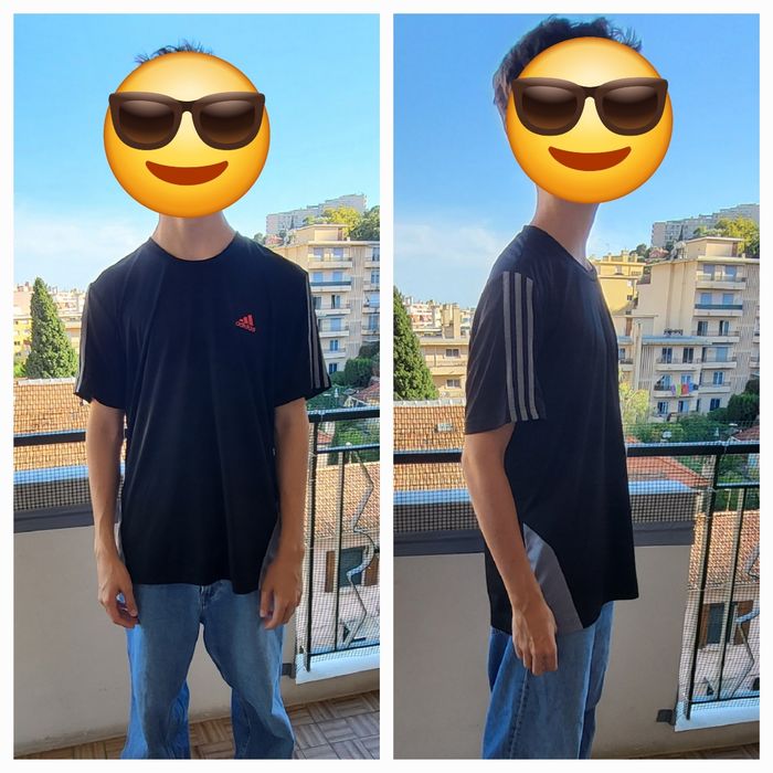 Adidas TShirt MC TFrXL- Noir- Coupe Droite- 100%Polyester en TBE - photo numéro 3