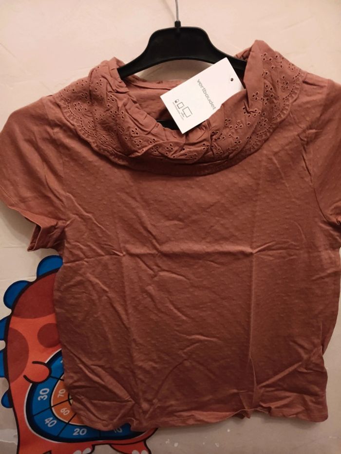 Tee-shirt col style dentelle neuf 14 ans terracota vertbaudet pas de vinted go