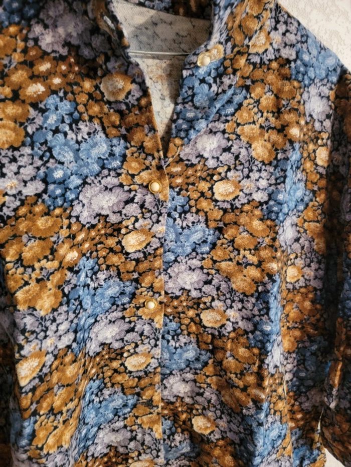 Chemisier motif fleuri Antoine velours vintage old money tie and dye - photo numéro 2