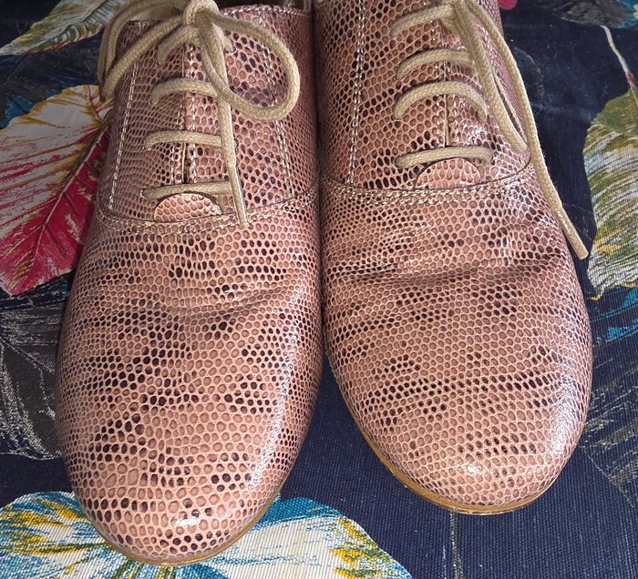 Derbies effet serpent rose/marron 36 - photo numéro 9
