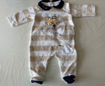 Pyjama Sergent major blanc et beige 1 mois