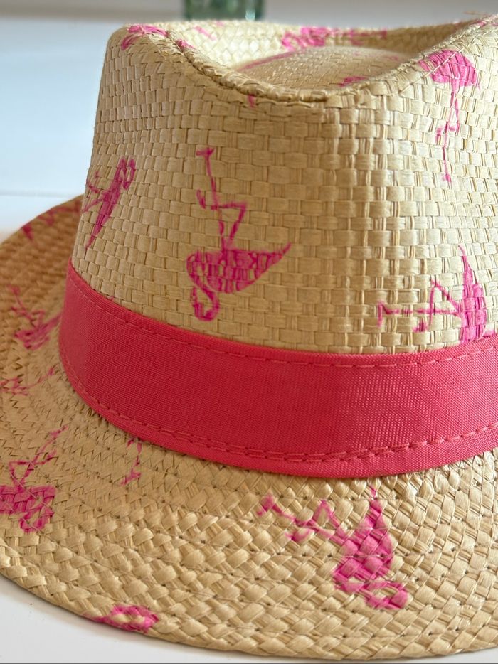 Chapeau été à motifs flamants roses en papier - Taille 52 cm - photo numéro 2
