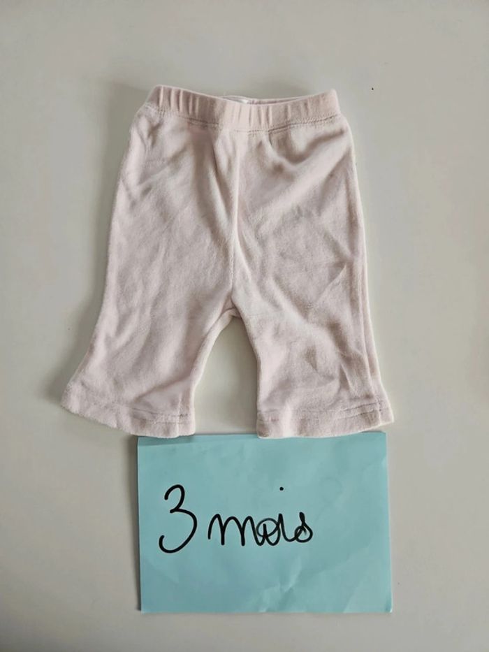 pantalon velour fille 3 mois rose pale