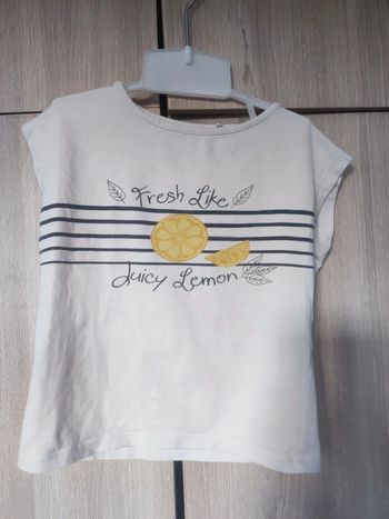 T shirt blanc imprimé citron Orchestra / 5 ans