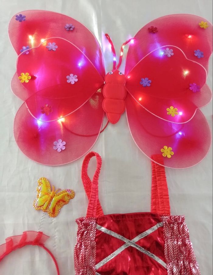 Déguisement robe princesse aile de papillon rouge 4 ans - photo numéro 2