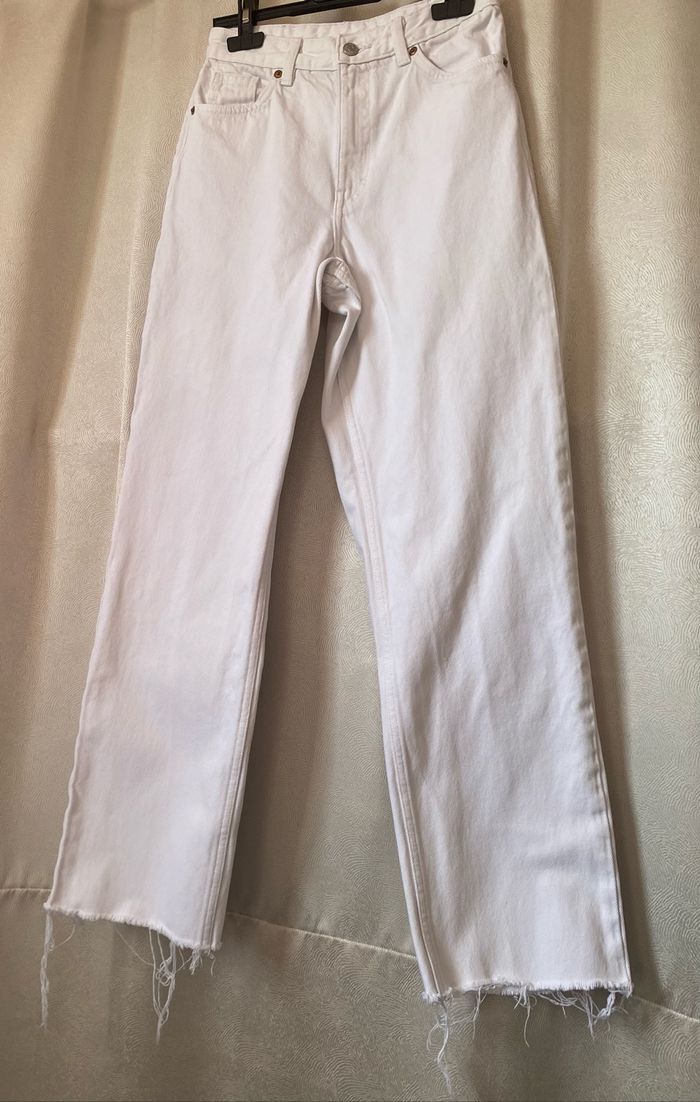 Trop beau jeans blanc taille haute 34 Monki