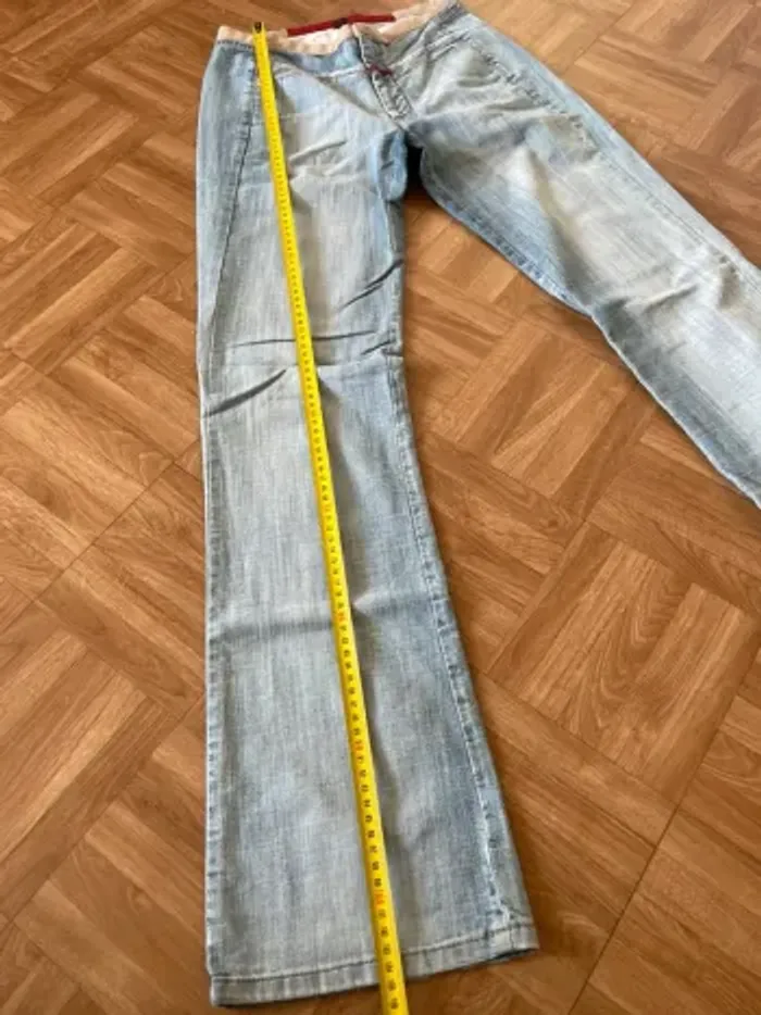 Pantalon jean évasé bleu turquoise vintage Marithé + François Girbaud - photo numéro 10