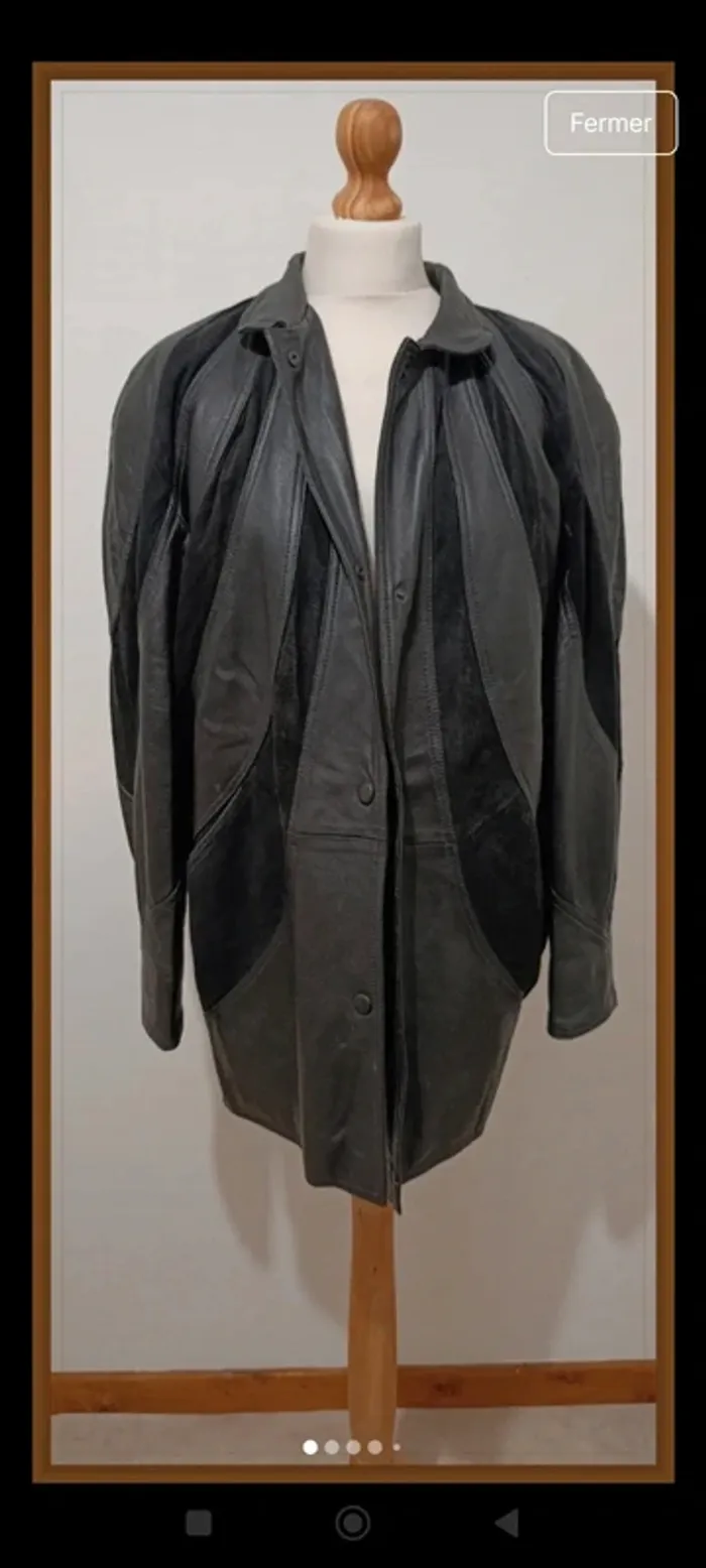 Veste véritable cuir d'agneau femme vintage taille L - photo numéro 2