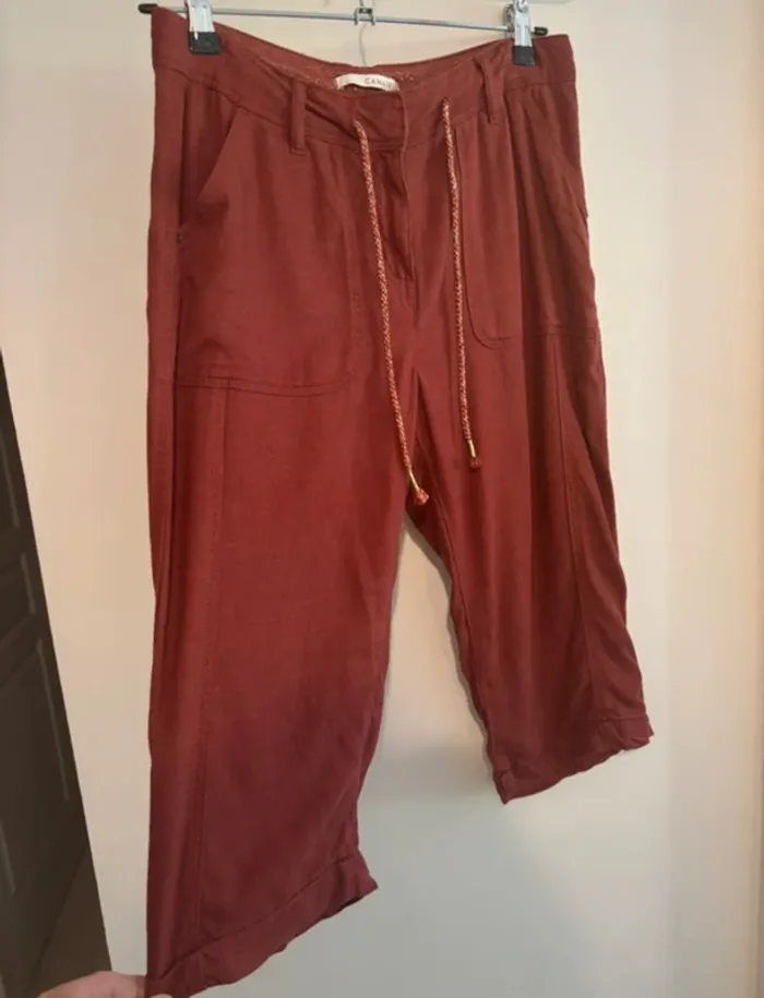 🌺 Pantacourt rouge brique Camaïeu - T38 - photo numéro 2
