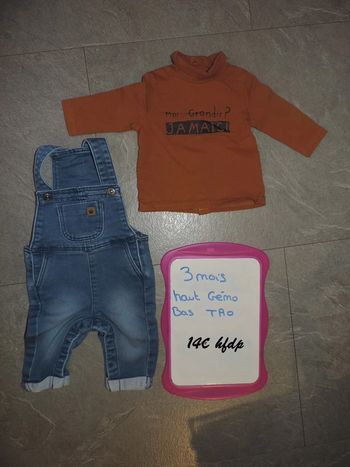 ensemble 3 mois haut gémo salopette TAO la salopette a juste était lavé