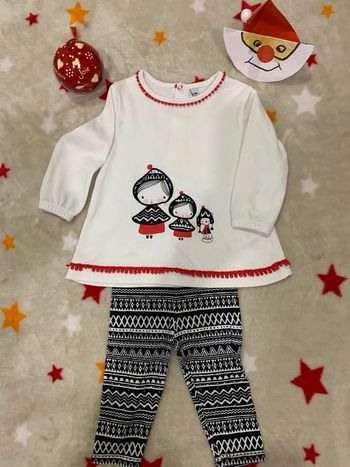 Ensemble T-shirt Manches Longues Legging Blanc, Rouge et Noir 6M