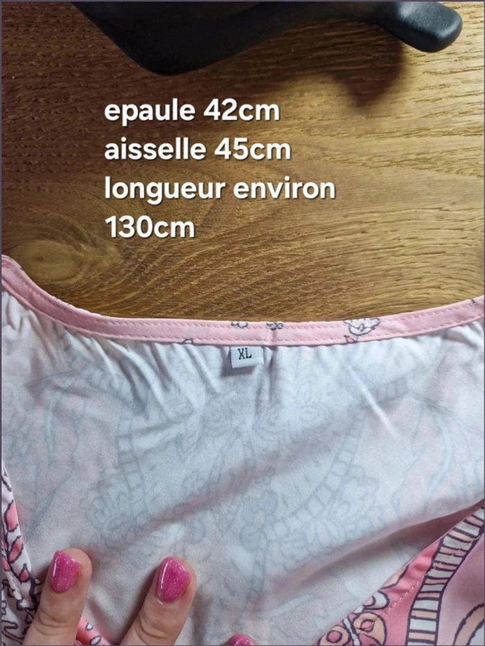 Robe rose pâle à motif - Taille XL - Aumora - photo numéro 6