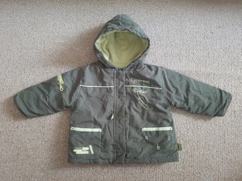 Manteau à capuche hiver vert, 6/12 mois