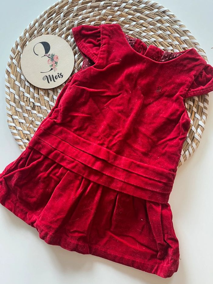 Robe velours rouge Obaibi - taille 3 mois