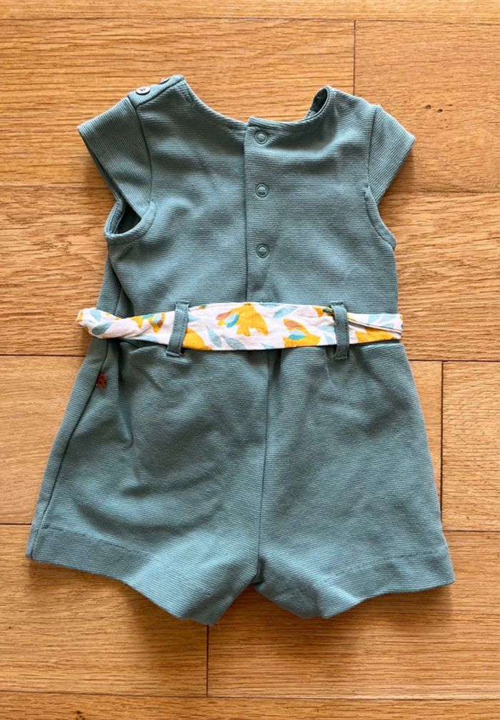 👶 Ensemble bébé fille 6 mois Obaïbi 3 pièces barboteuse combishort teeshirt bandeau manches longues - photo numéro 4