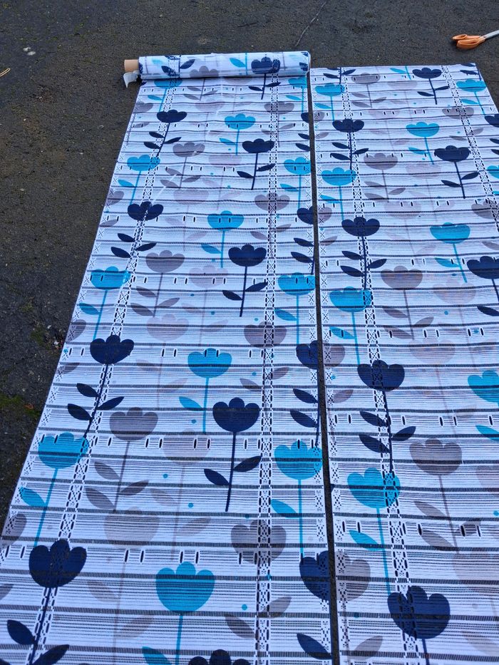 Paire store modulable motif fleurs bleues 2x60cm sur 2m de longueur - photo numéro 5