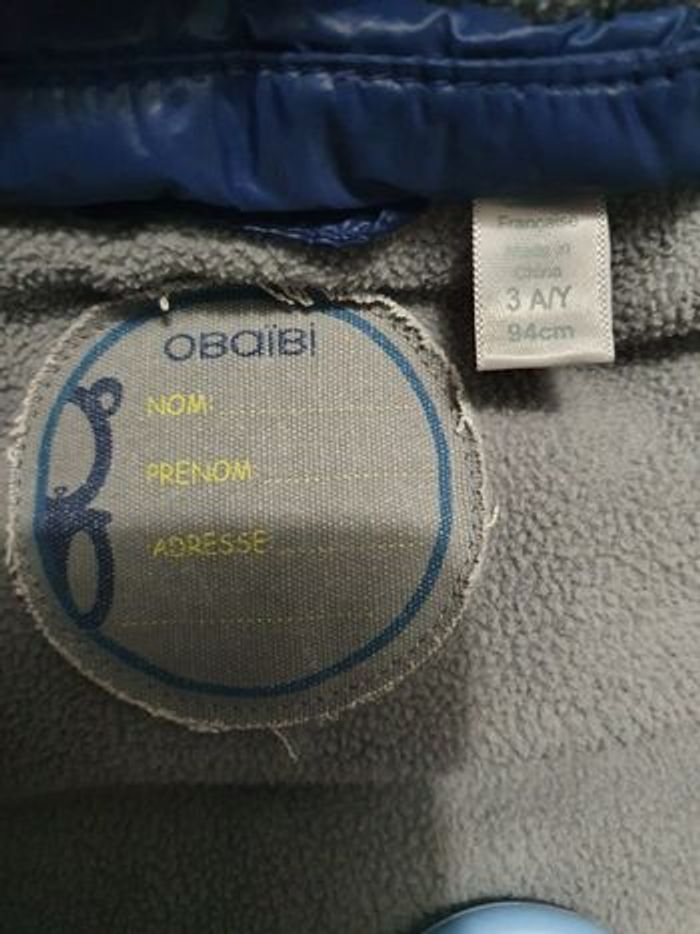 Doudoune à capuche bleu marine Obaïbi 3 ans - photo numéro 4