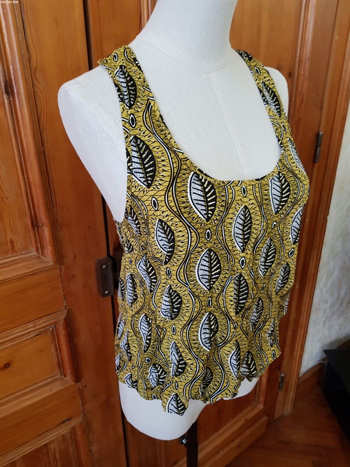 Débardeur jaune motif feuille - photo numéro 3