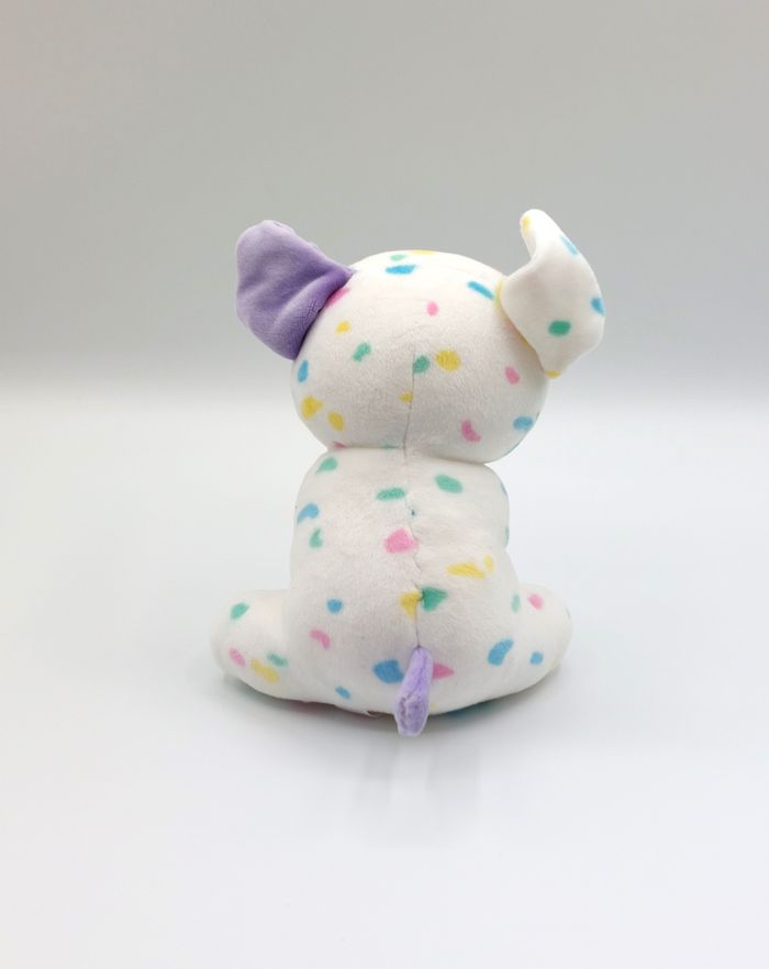 Peluche douce doudou chien TY blanc mauve violet confettis multicolores 16 cm - photo numéro 2