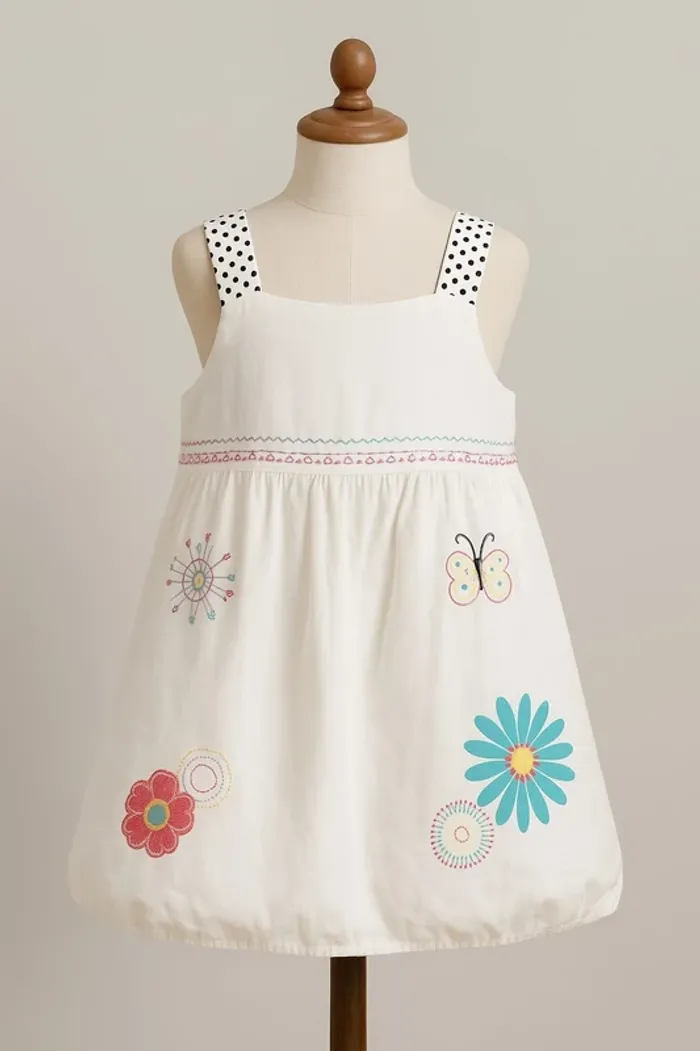 Robe blanche motif multicolore Taille 8 ans - photo numéro 2