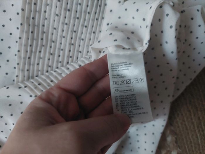 Chemise blouse H&M pois noire et blanche t 36 - photo numéro 4