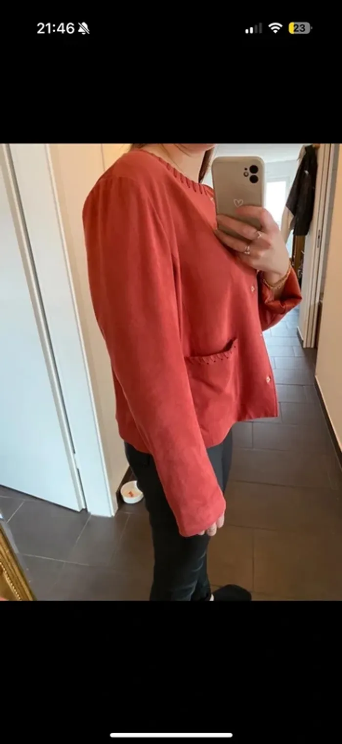 Veste suédine vieux rose - photo numéro 2