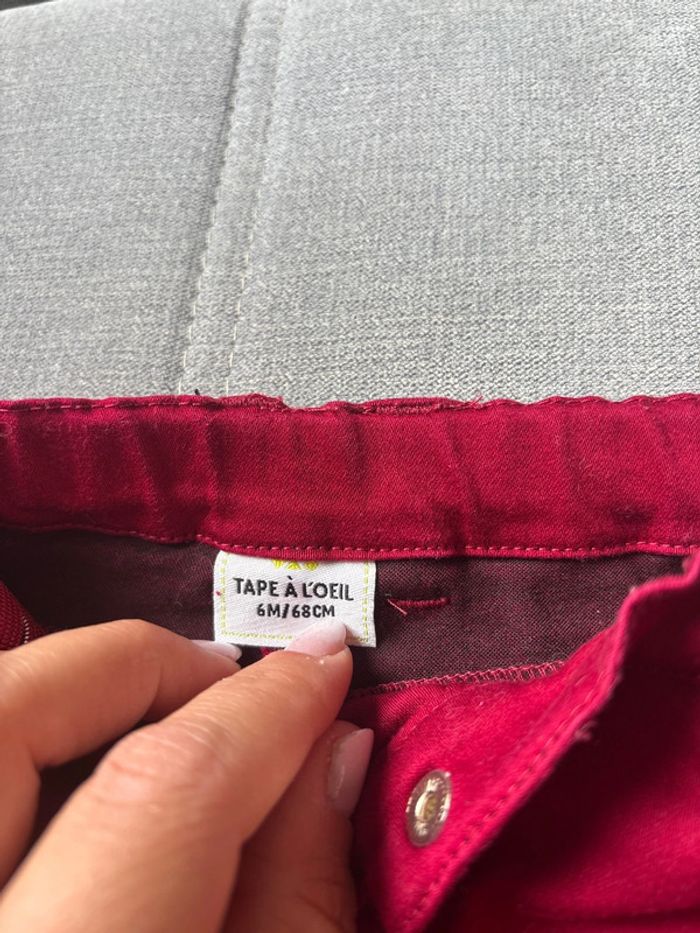Pantalon bordeaux 6 mois fille très bon état - photo numéro 2