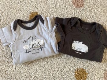 Lot de 2 bodys 6 mois manches courtes