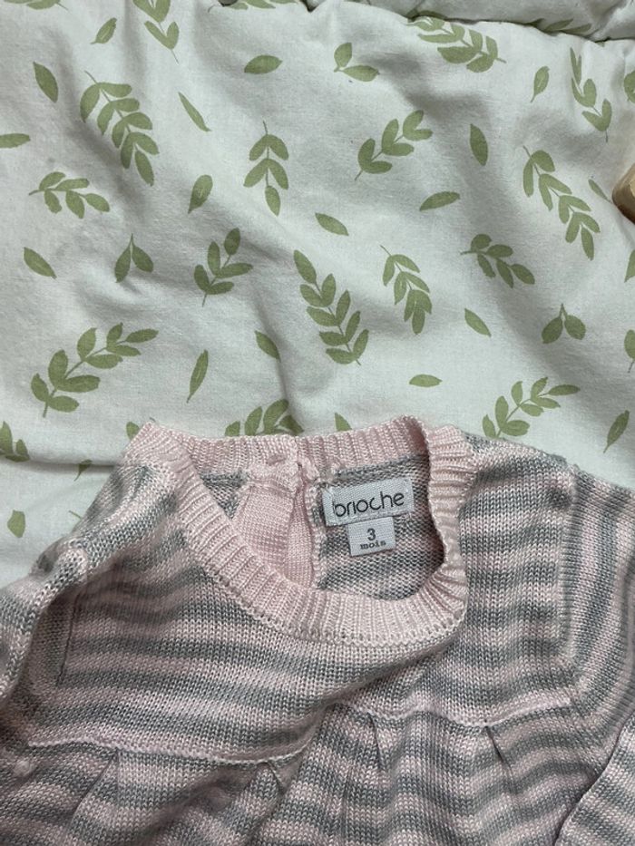 robe manches longues gris et rose brioche 3 mois - photo numéro 4