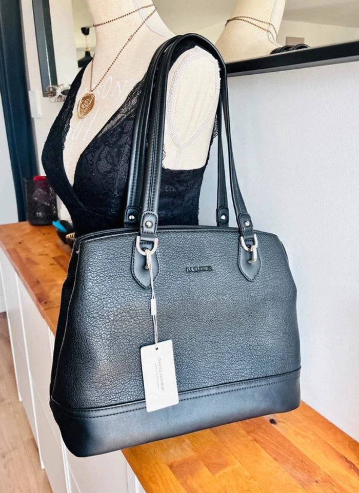👜 sac à main fourre tout aspect cuir graine noir #davidjones