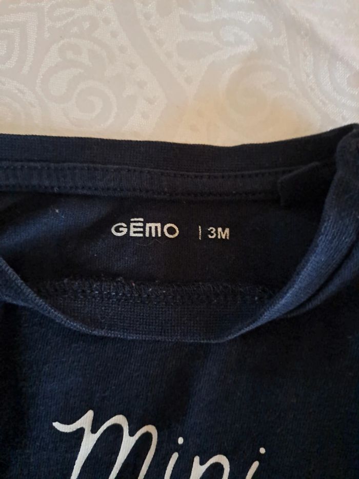 Lot de 4 Tee-shirt manches longues à message Rouge blanc et marine 100%coton 3mois - photo numéro 9