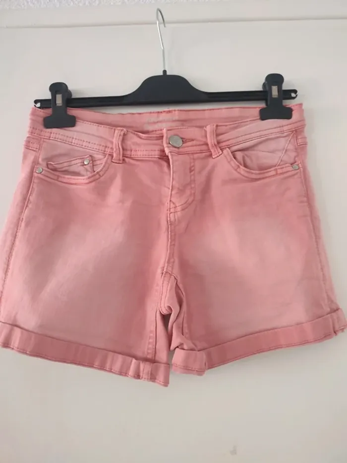 Short en jean corail