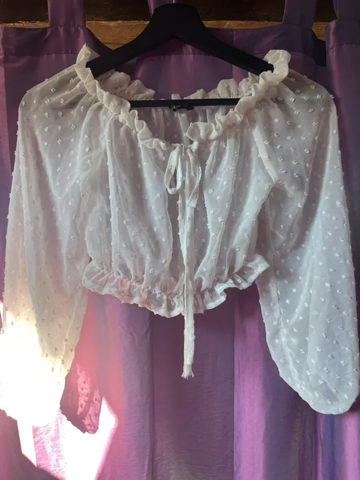 top Shein dentelle transparent à fente