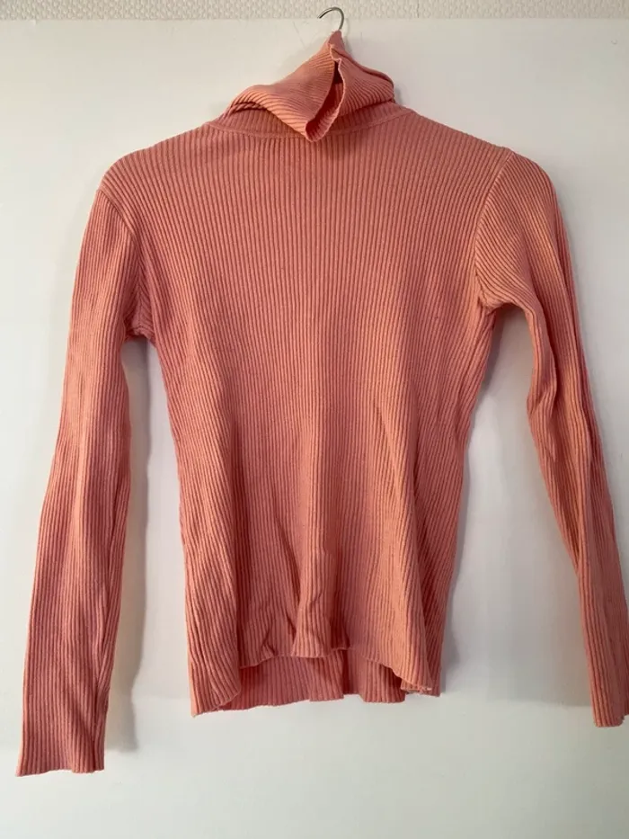Pull cols roulé couleur corail - photo numéro 2