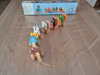 Jouet à tirer éveil ,Train en Bois Trainimo Jungle Djeco 🚂