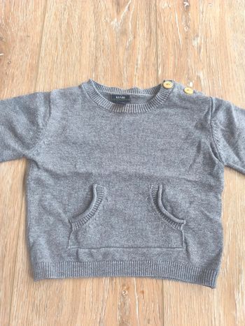 Pull gris unis 6 mois garçons