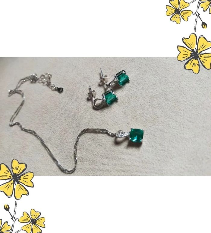 Parure argent 925 & pierre verte - photo numéro 5