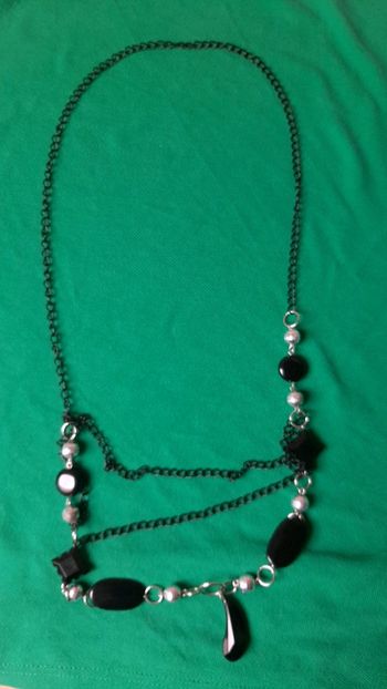 Sautoir argenté/noir